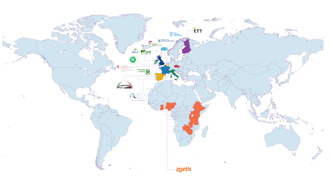 Photo of map with highlighted Biocheck partners